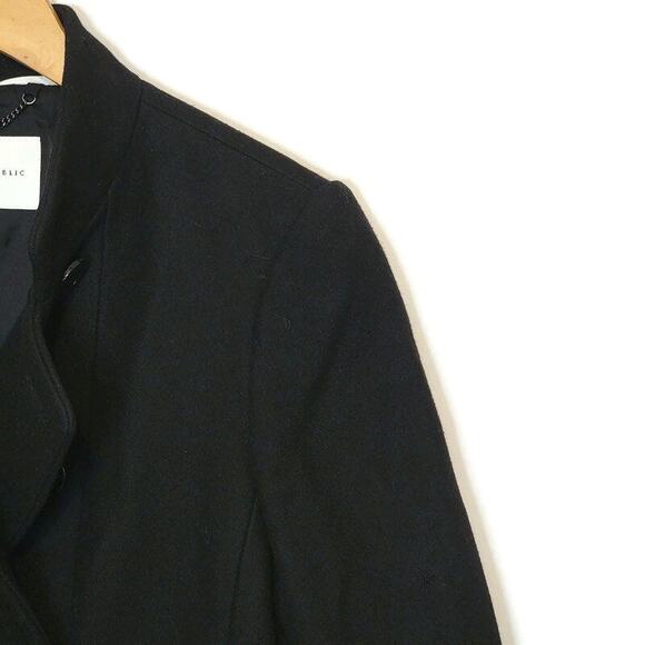 Banana Republic Wool Black Coat Double Breasted Princess Cut Mid Length Size PL - Picture 3 of 16